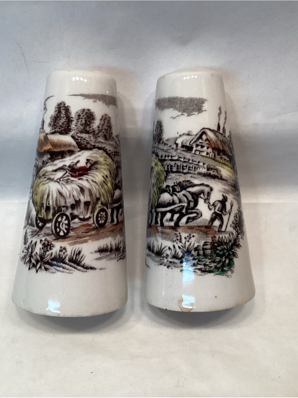 Yorkshire Staffordshire Ironstone Salt & Pepper Shakers English Cottagecore READ